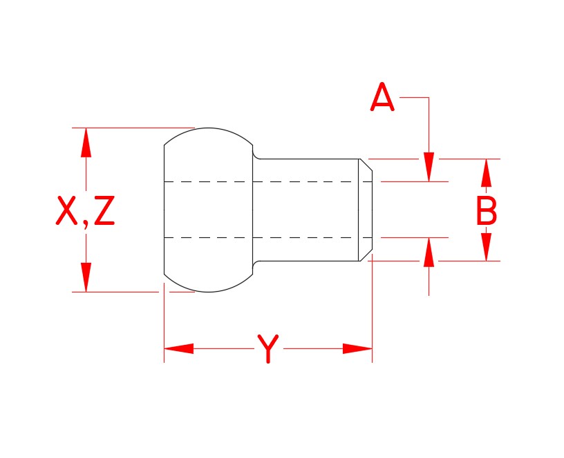 Mil. Spec Single Shank Ball, stainless steel, MS20664C2, MS20664C3, MS20664C4, MS20664C5, MS20664C6, MS20664C7, MS20664C8, MS20664C10, Line Drawing